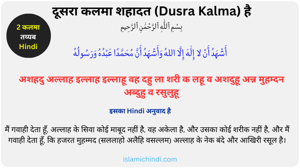 2st Kalima in hindi