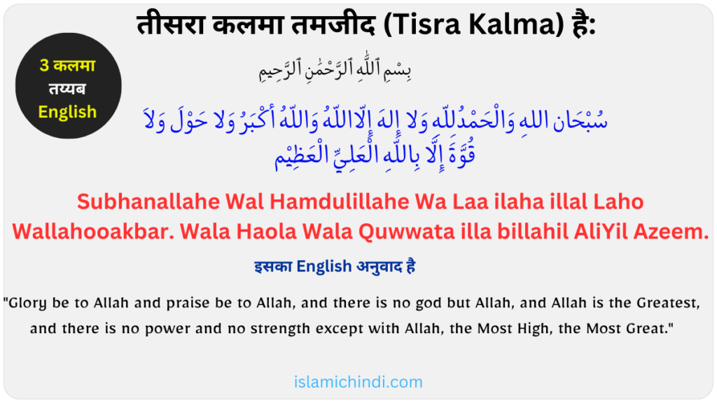 3rd Kalma – Tamjeed english mein image