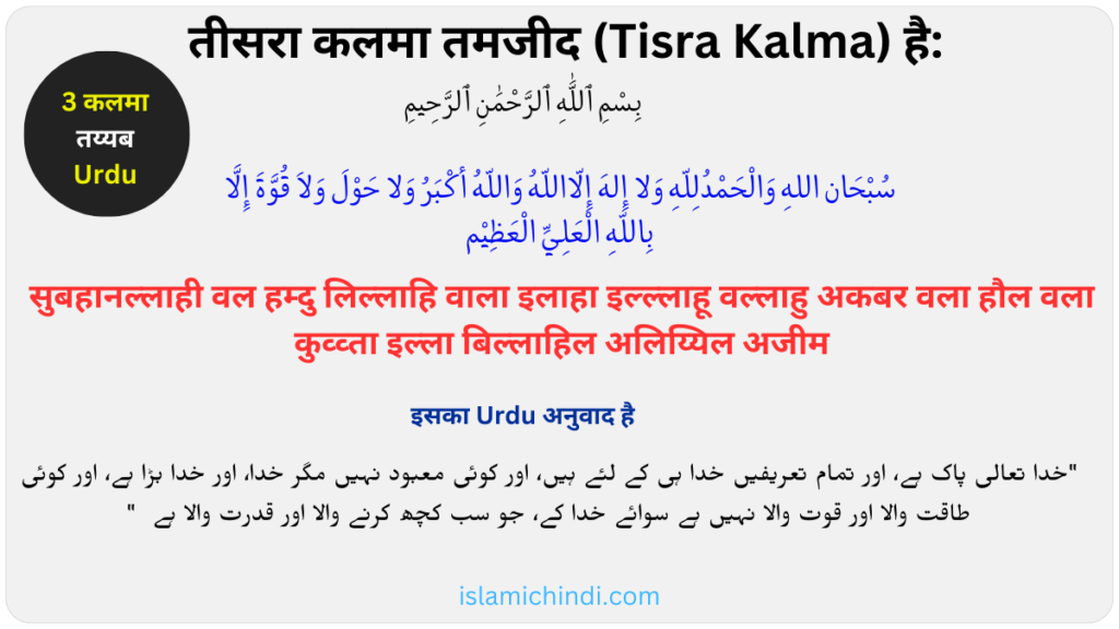 3rd Kalma – Tamjeed urdu mein image