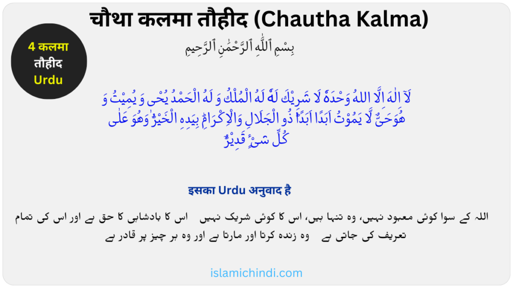 4th Kalma – Touheed image urdu mein