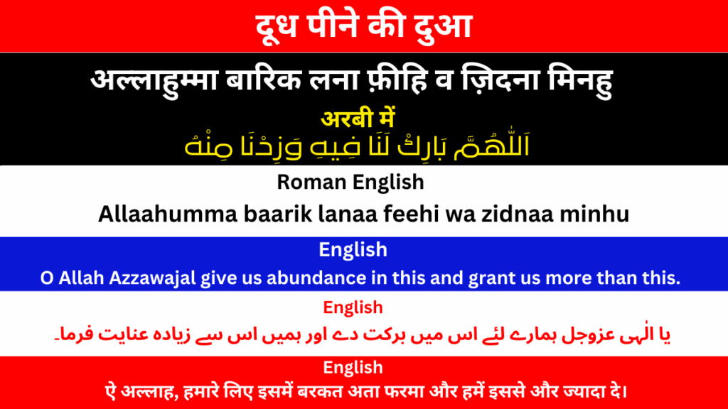 Doodh Peene Ki Dua in Hindi,English Arabic Aur Urdu 